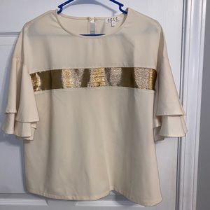 Cream with gold stripe blouse